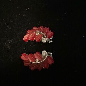 Vintage earrings red with rhinestones
